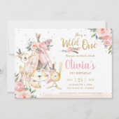 Chic Woodland Animals Tribal Wild Een 1e verjaarda Kaart (Voorkant)