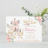 Chic Woodland Animals Tribal Wild Een 1e verjaarda Kaart (Staand voorkant)