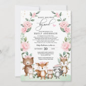 Chic Woodland Baby shower door Mail Blush Floral Kaart (Voorkant)
