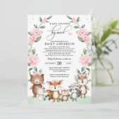 Chic Woodland Baby shower door Mail Blush Floral Kaart (Staand voorkant)