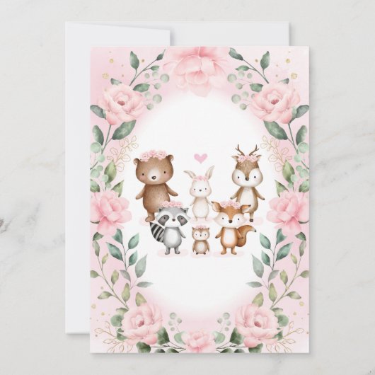 Chic Woodland Baby shower door Mail Blush Floral Kaart (Achterkant)