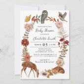 Chic Woodland Forest Animals Neutraal Baby shower Kaart (Voorkant)