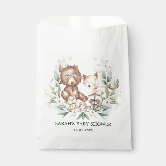 Chic Woodland Forest Animals Neutral Baby Verjaard Bedankzakje (Voorkant)