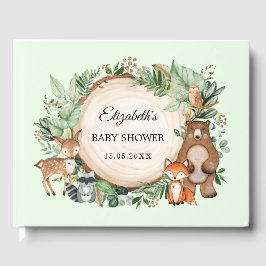 Chic Woodland Forest Dieren Groen Baby shower Gastenboek