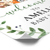 Chic Woodland Green Animals Baby shower Welkom Poster (Hoek)