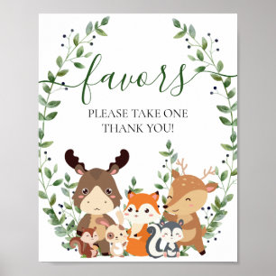 Chic Woodland groen dieren Baby shower gunsten Poster