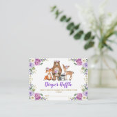 Chic Woodland Paars Floral Baby Diaper Raffle Informatiekaartje (Staand voorkant)
