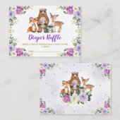 Chic Woodland Paars Floral Baby Diaper Raffle Informatiekaartje (Voorkant / Achterkant)