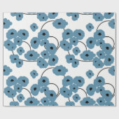 CHIC WRAPPING PAPER_ MOD BLUE & ZWARTE POPPIËNTEN CADEAUPAPIER (Vlak)