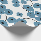 CHIC WRAPPING PAPER_ MOD BLUE & ZWARTE POPPIËNTEN CADEAUPAPIER (Hoek)