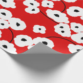 CHIC WRAPPING PAPER_ MOD WHITE & BLACK POPPIES CADEAUPAPIER (Hoek)