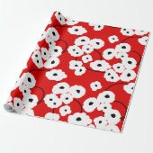 CHIC WRAPPING PAPER_ MOD WHITE & BLACK POPPIES CADEAUPAPIER (Uitgerold)