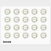 Chic Wreater met monogram en huwelijksdatum Ronde Sticker (Vel)