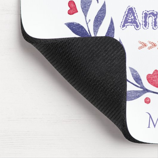 Chic Wreath Mon Amour Typografie Valentijnsdag Muismat (Hoek)