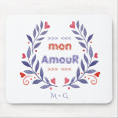 Chic Wreath Mon Amour Typografie Valentijnsdag Muismat (Voorkant)