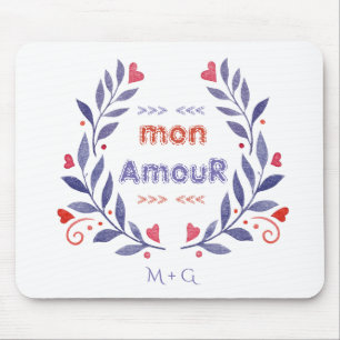 Chic Wreath Mon Amour Typografie Valentijnsdag Muismat