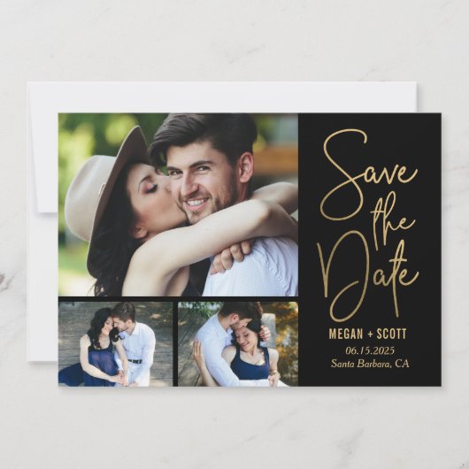 Chic Writing BEWERKBARE KLEUR Save The Date Kaart (Voorkant)
