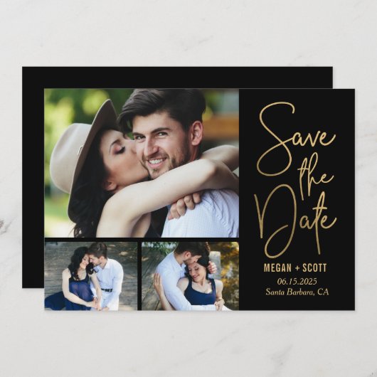 Chic Writing BEWERKBARE KLEUR Save The Date Kaart (Voorkant / Achterkant)