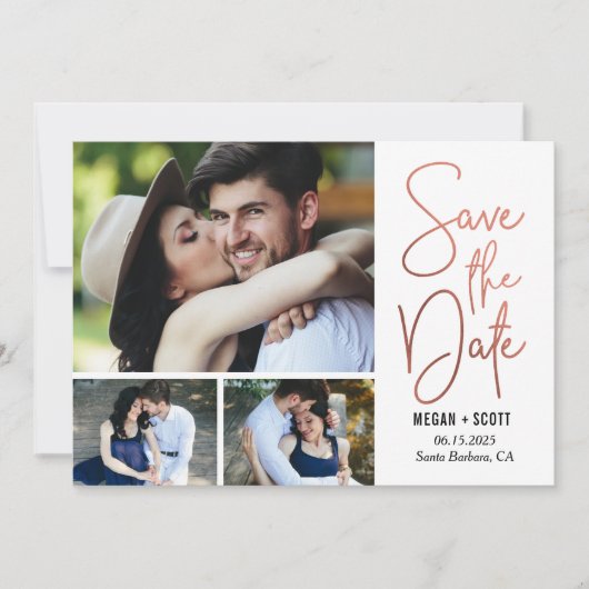 Chic Writing BEWERKBARE KLEUR Save The Date Kaart (Voorkant)