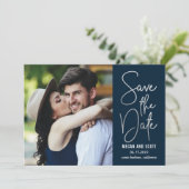 Chic Writing BEWERKBARE KLEUR Save The Date Zilver Kaart (Staand voorkant)