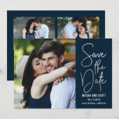 Chic Writing BEWERKBARE KLEUR Save The Date Zilver Kaart (Voorkant / Achterkant)