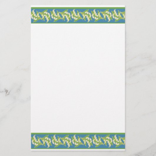 Chic Writing Paper: Lilies of the Valley, Blue Briefpapier (Voorkant)