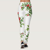 Chic Xmas Groene Rode Mistletoe Planten Waterverf Leggings (Achterkant)