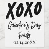 Chic XOXO Black and White Galentine's Day Party Wijn Etiket (Enkel label)