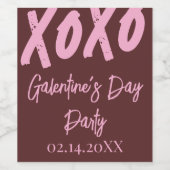 Chic XOXO Bourgondië en Pink Galentine's Day Party Wijn Etiket (Enkel label)