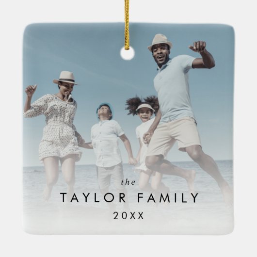 Chic Yarly Family Photo Keepomwille Keramisch Ornament (Achterkant)