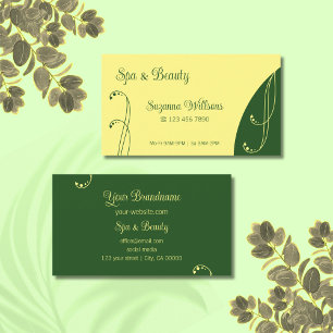 Chic Yellow and Green Ornamental Squiggins  Visitekaartje