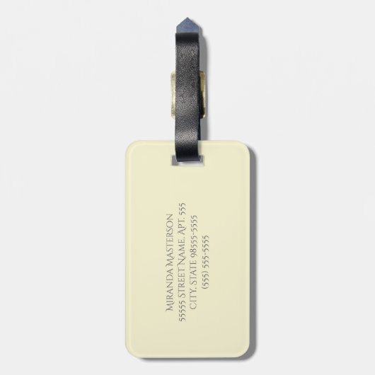 Chic Yellow Art Deco Scallops Grey Monogram Name Bagagelabel (Achterkant verticaal)