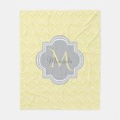 Chic Yellow Art Deco Scallops Grey Monogram Name Fleece Deken (Voorkant)
