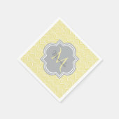 Chic Yellow Art Deco Scallops Grey Monogram Name Servetten (Hoek)