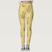 Chic Yellow Atomic Vortex Pattern Leggings (Voorkant)