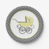 Chic Yellow Baby Buggy-Baby shower Bord (Voorkant)