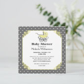 Chic Yellow Baby Pram Baby shower Invitation Kaart (Staand voorkant)
