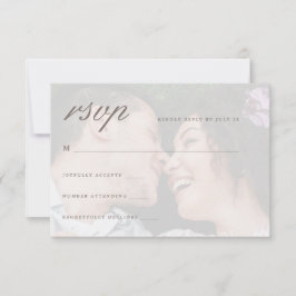 Chic Yellow Back met Front Photo Wedding RSVP Kaartje