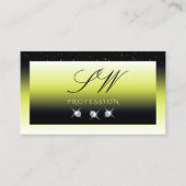 Chic Yellow Black Ombre Sparkle Diamonds Initialen Visitekaartje (Voorkant)