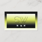 Chic Yellow Black Ombre Sparkle Diamonds Monogram Visitekaartje (Voorkant)