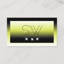 Chic Yellow Black Ombre Sparkle Diamonds Monogram
