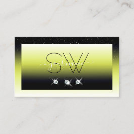 Chic Yellow Black Ombre Sparkle Diamonds Monogram Visitekaartje