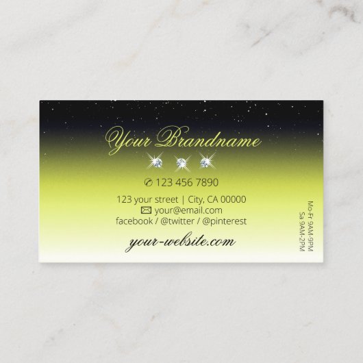 Chic Yellow Black Ombre Sparkle Diamonds Stijlvol Visitekaartje (Achterkant)