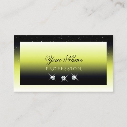 Chic Yellow Black Ombre Sparkle Diamonds Stijlvol Visitekaartje (Voorkant)