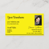 Chic Yellow Black Stripes met foto Professional Visitekaartje (Achterkant)
