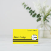 Chic Yellow Black Stripes met Logo Professional Visitekaartje (Staand voorkant)