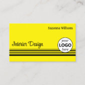 Chic Yellow Black Stripes met Logo Professional Visitekaartje (Voorkant)
