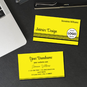 Chic Yellow Black Stripes met Logo Professional Visitekaartje