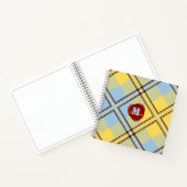Chic Yellow Blue Tartan Stamp Monogram Script Naam Notitieboek (Binnen)