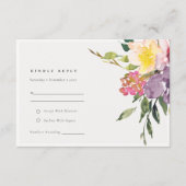 Chic Yellow Blush Burgundy Floral Wedding RSVP Informatiekaartje (Voorkant)